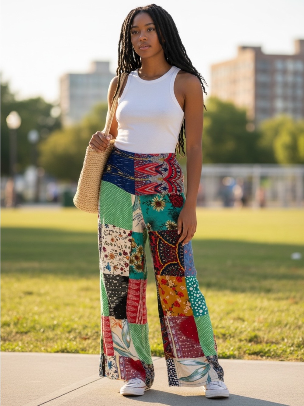 Kathmandu Multicolor Patchwork Wide-Leg Pants